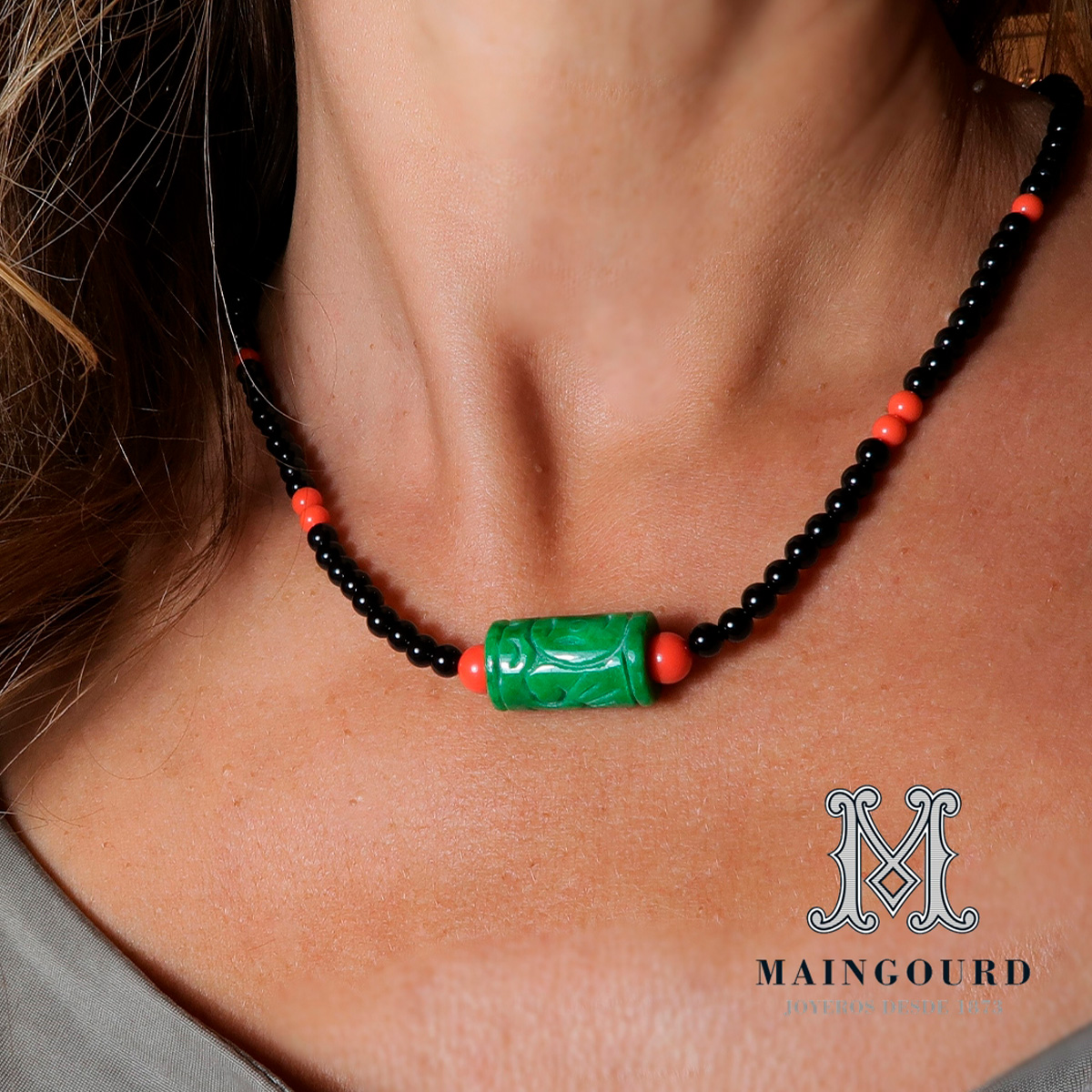 COLLAR ONIX JADE CORAL